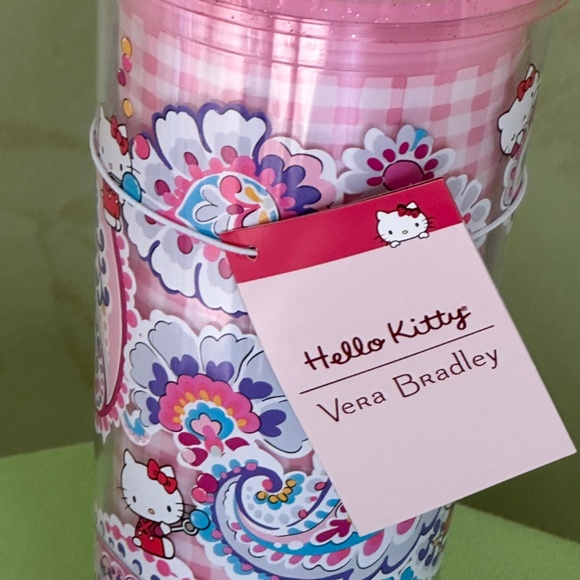 VERA BRADLEY HELLO KITTY DOUBLE WALL TUMBLER W/STRAW:NWT HELLO KITTY PAISLEY - Picture 6 of 15